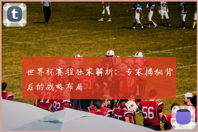 世界杯赛程独家解析:专家揭秘背后的战略布局